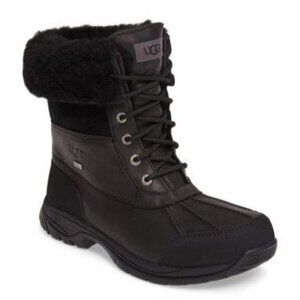 UGG Men's Butte Waterproof Leather Snow Boots in Black Size 15 NEW